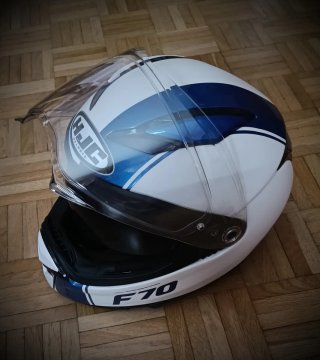 Casco Integral Moto HJC Blanco y Azul