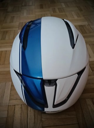 Casco Integral Moto HJC Blanco y Azul