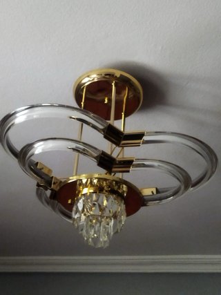 Lámpara Vintage Cristal y Metal Dorada