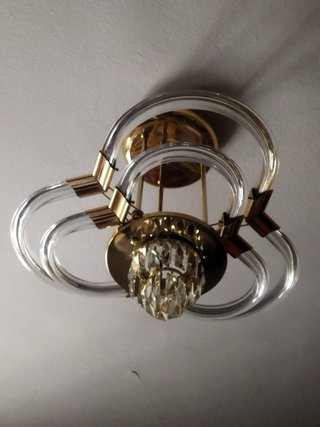 Lámpara Vintage Cristal y Metal Dorada