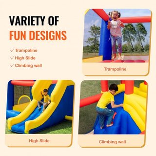 Castillo Inflable, Trampolín de Juego de Alta Calidad para Exterior, Saltador con Ventilador, Tobogán y Bolsa de Almacenamiento, Castillo Saltarín Familiar para Niños de 3 a 8 Años, 134x102x91 pul...