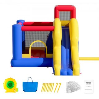 Castillo Inflable, Trampolín de Juego de Alta Calidad para Exterior, Saltador con Ventilador, Tobogán y Bolsa de Almacenamiento, Castillo Saltarín Familiar para Niños de 3 a 8 Años, 134x102x91 pul...
