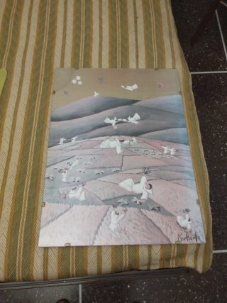Stampa con angioletti e vetro 65*57