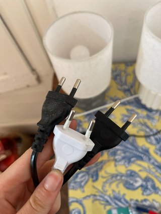 3x Lámpara de mesa cerámica y tela