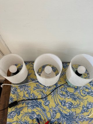 3x Lámpara de mesa cerámica y tela