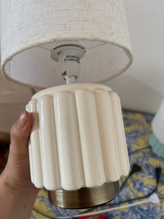 3x Lámpara de mesa cerámica y tela
