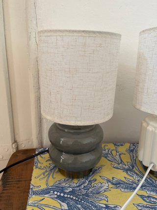 3x Lámpara de mesa cerámica y tela