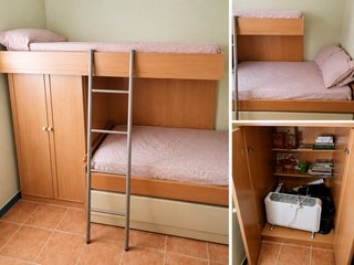 Litera madera armario + cama nido + 3 colchones