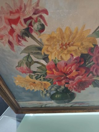 Cuadro Flores al óleo G. López