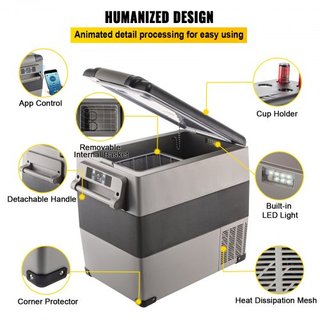 Frigorifero da Auto 55L Compressore Mini Congelatore Portatile per Auto, Veicoli, Camion, RV, Barche - Mini Raffreddatore Elettrico per Guida, Viaggi, Pesca, Uso Domestico ed Esterno