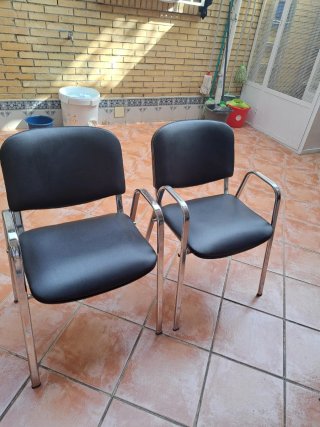 Sillones metálicas polipiel negro y plata precio u