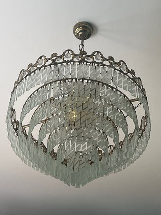 Lámpara de techo de cristal y metal