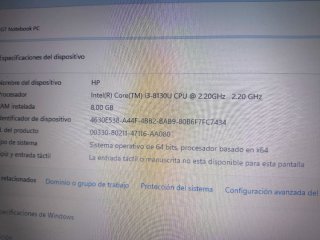 HP 250 G7 Portátil 8GB RAM 250GB SSD I3 8th