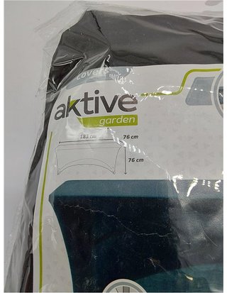Aktive 61548 - Funda mesa jardín impermeable negra - Funda mueble jardín resistente con sujeción de refuerzo - Protector mesa elás