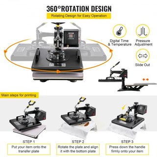 Máquina de Prensa Térmica 8 en 1 38x38cm Prensa de Transferencia de Calor 15x15 Pulgadas Prensa para Camisetas Máquina de Sublimación Multifuncional para Transferencia de Camisetas, Tazas, Gorras ...