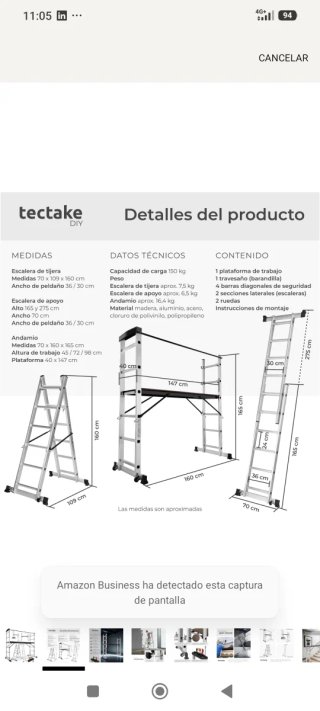 Escalera Tectake Andamio Tijera Multiusos