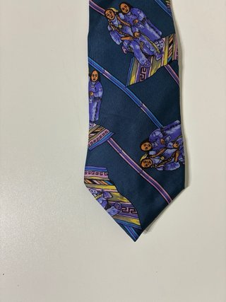 Corbata azul y morada con diseño 100% seda