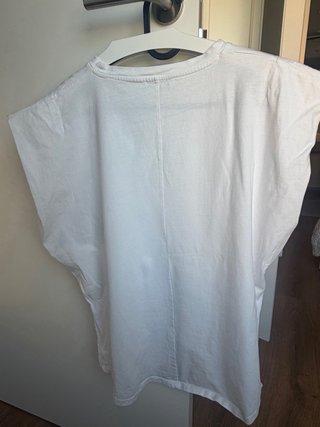 Camiseta Zara Blanca Hombros Marcados Talla M