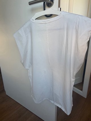 Camiseta Zara Blanca Hombros Marcados Talla M