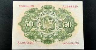 Billete 50 pesetas del año 1906.