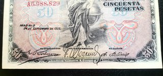Billete 50 pesetas del año 1906.