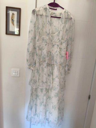 Vestido Pedro del Hierro floral blanco y verde