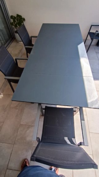 Mesa y 4 Sillas de Jardín Cristal/Metal.