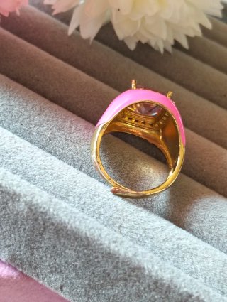Anillo esmaltado rosa ajustable