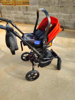 Carrito Bebé Jane 3 en 1 Rojo/Gris