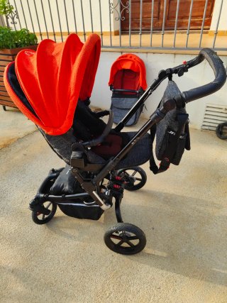 Carrito Bebé Jane 3 en 1 Rojo/Gris