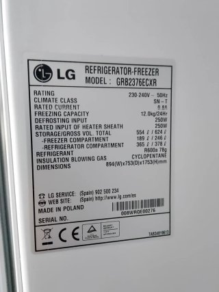 Nevera Americana LG Acero Inoxidable