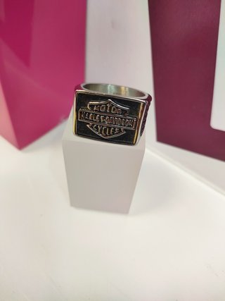 Anillo acero  plateado tipo sello cuadrado harley davidson T