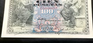 Billete de 100 pesetas 1906. Alegorias.