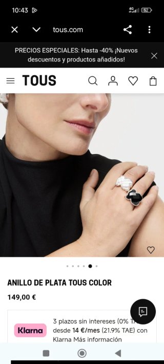 Anillo Tous Plata y Onix Original