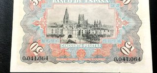 Billete 50 Pesetas 1907 España. Alegorías.