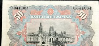 Billete 50 Pesetas 1907 España. Alegorías.