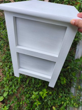 Mesita Noche Madera Blanca y Azul Mesa Auxiliar