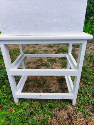 Mesita Noche Madera Blanca y Azul Mesa Auxiliar