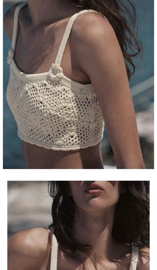 Top Zara punto crochet flor