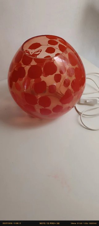 Lámpara cristal vintage Ikea hojas rojas