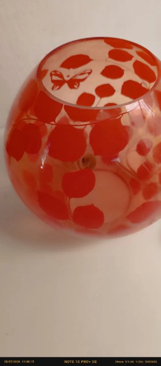 Lámpara cristal vintage Ikea hojas rojas