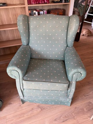2 Sillones Orejeros Tela Verde