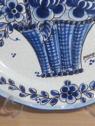 Plato decorativo cerámica azul y blanco