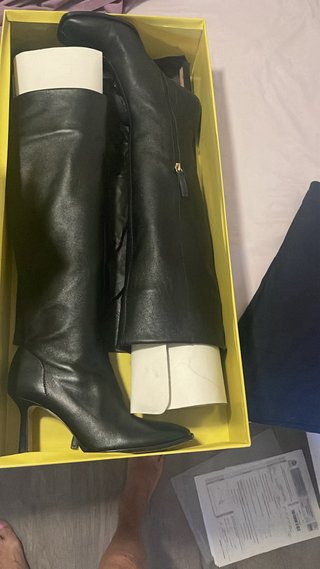 Botas de piel Zara tacón alto negras