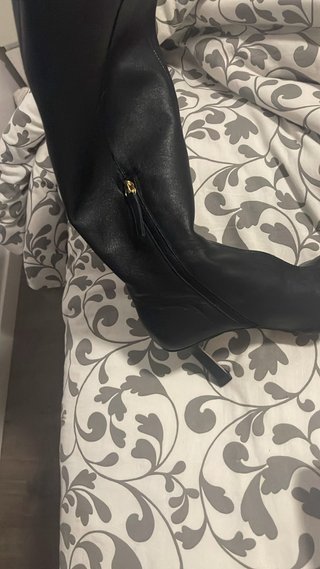 Botas de piel Zara tacón alto negras