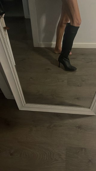 Botas de piel Zara tacón alto negras
