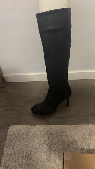 Botas de piel Zara tacón alto negras