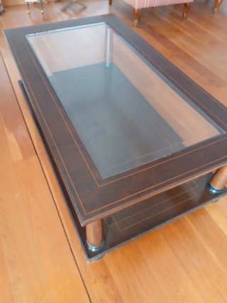 Mesa centro madera y cristal
