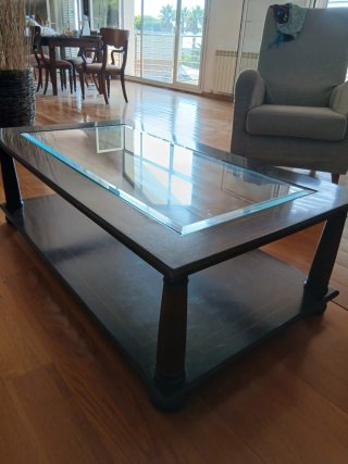 Mesa centro madera y cristal