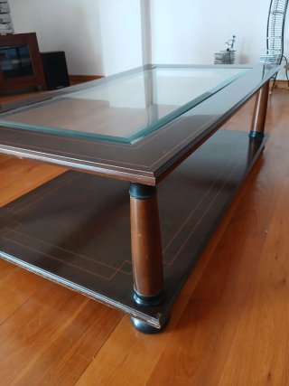Mesa centro madera y cristal